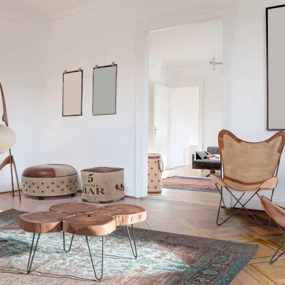 Masa de cafea moderna Homemotion din lemn si otel vopsit - Severo Viadurini