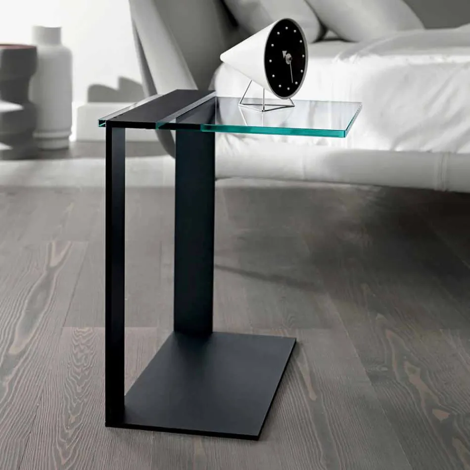 Masă de cafea modernă din metal și afumată sau din sticlă transparentă fabricată în Italia - Teilor Viadurini