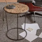 Masuta de cafea rotunda moderna din metal si marmura de inalta calitate - Raphael Viadurini