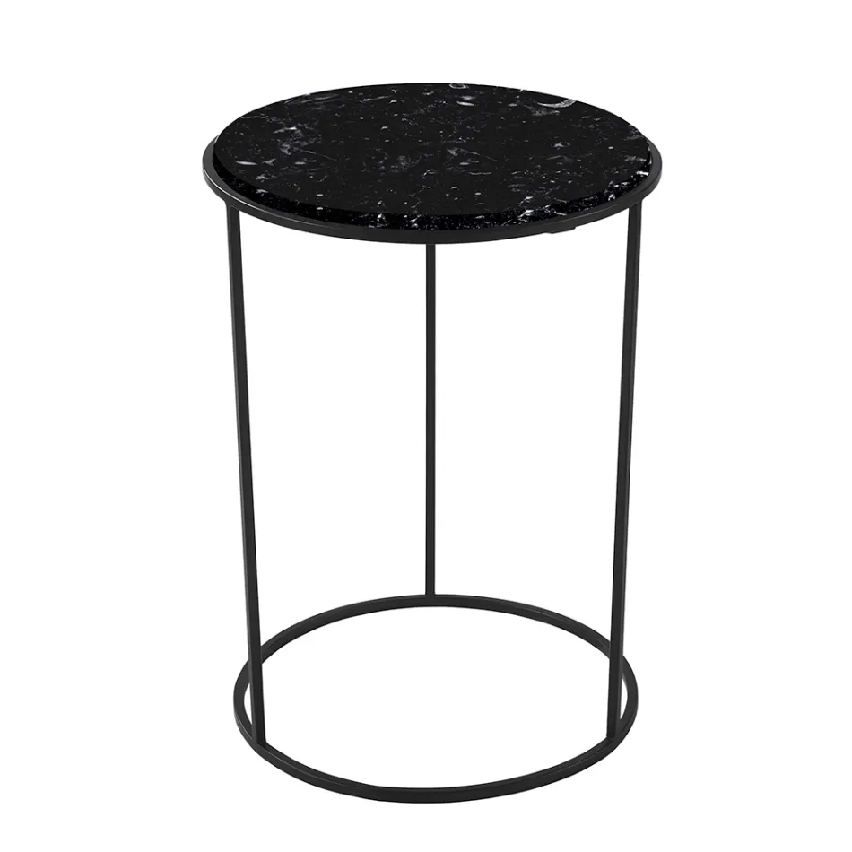 Masuta de cafea rotunda moderna din metal si marmura de inalta calitate - Raphael Viadurini