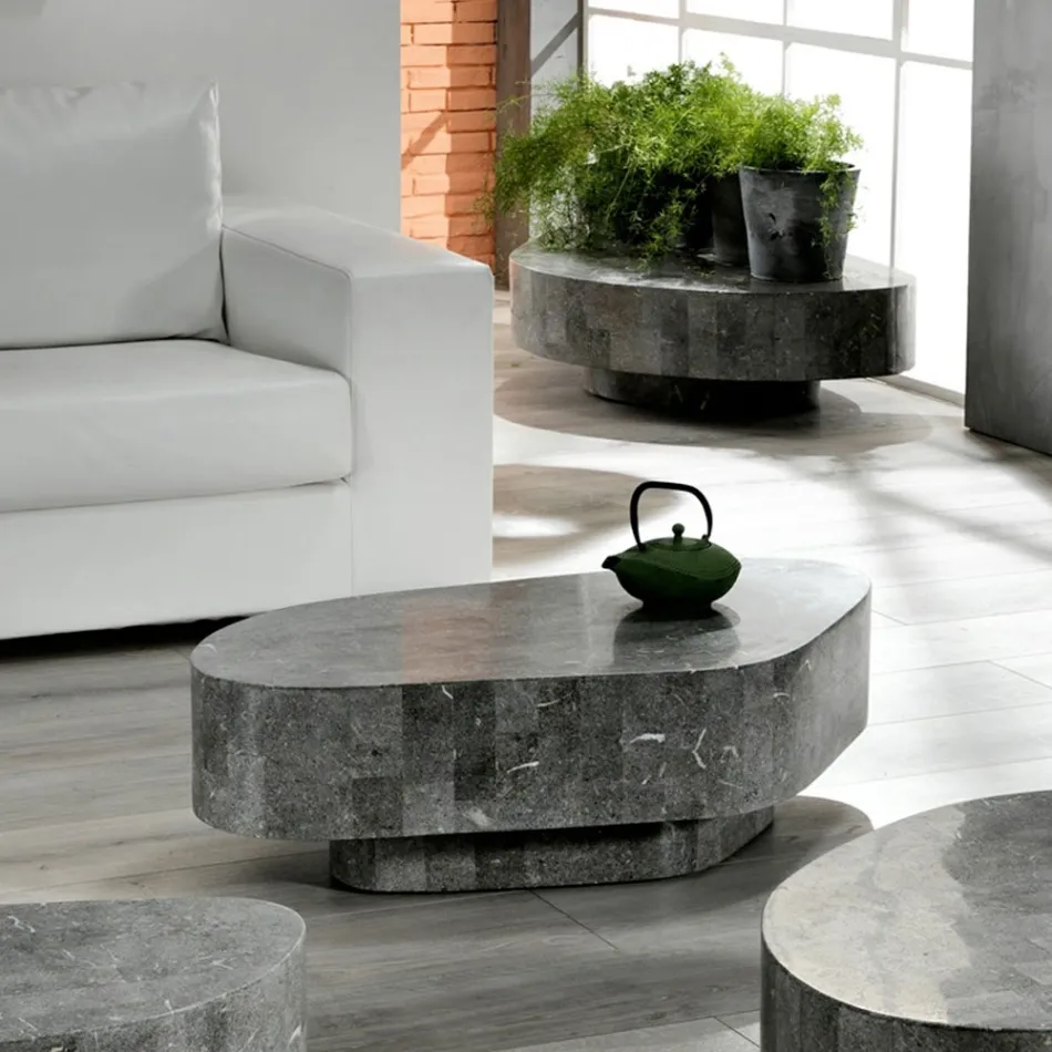 Masuta de cafea moderna in forma de piatra fosila - Bowie Viadurini