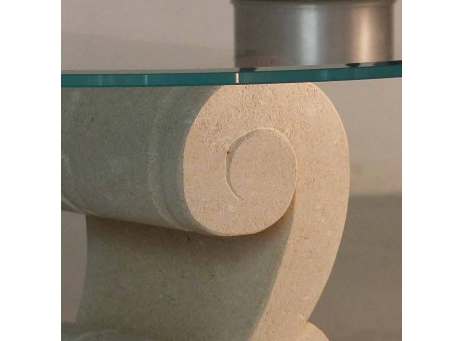 Masă de cafea ovală din piatră și design de cristal Aracne-S Viadurini