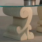 Masă de cafea ovală din piatră și design de cristal Aracne-S Viadurini