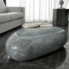 Masuta de cafea ovala din piatra fosila moderna - Avenue Viadurini