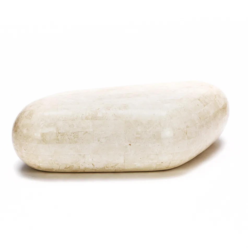 Masuta de cafea ovala din piatra fosila moderna - Avenue Viadurini