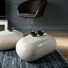 Masuta de cafea ovala din piatra fosila moderna - Avenue Viadurini