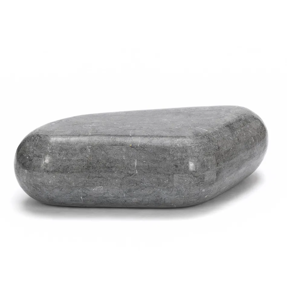 Masuta de cafea ovala din piatra fosila moderna - Avenue Viadurini