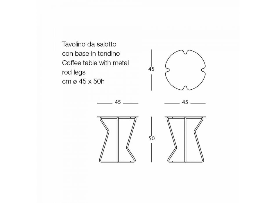 Masă de cafea în aer liber, din metal, cu design modern - Kathrin Viadurini