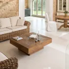 Masuta de cafea patrata din lemn tropical reciclat - Slide Viadurini