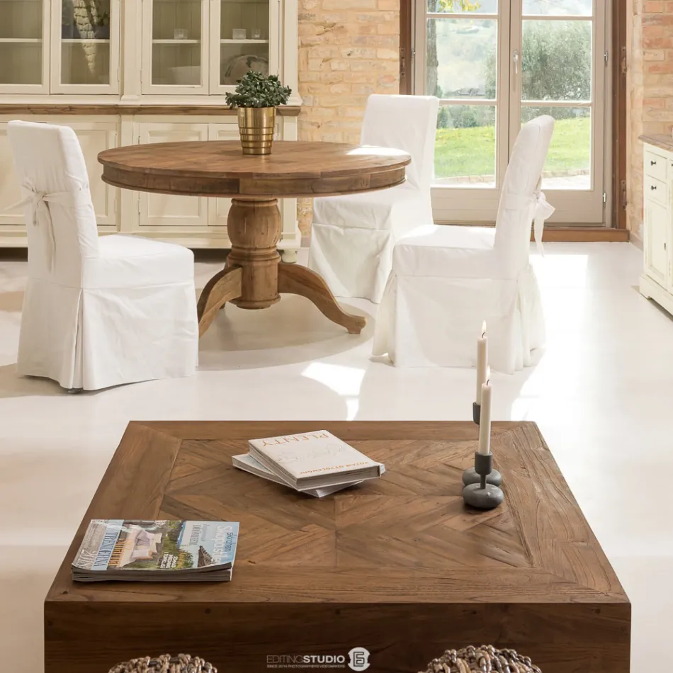 Masuta de cafea patrata din lemn tropical reciclat - Slide Viadurini