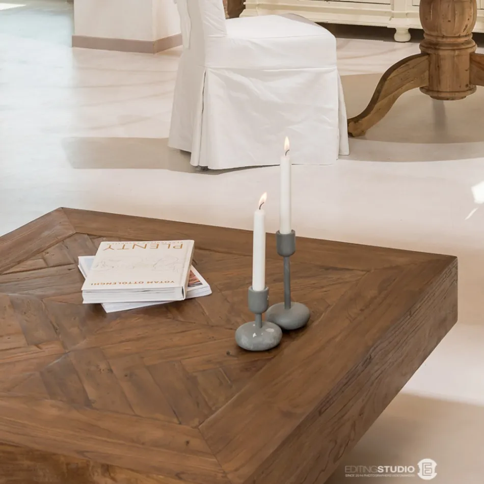 Masuta de cafea patrata din lemn tropical reciclat - Slide Viadurini