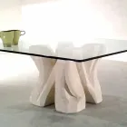 Pătrat petra și masă de cafea de cristal, design modern Kos Viadurini