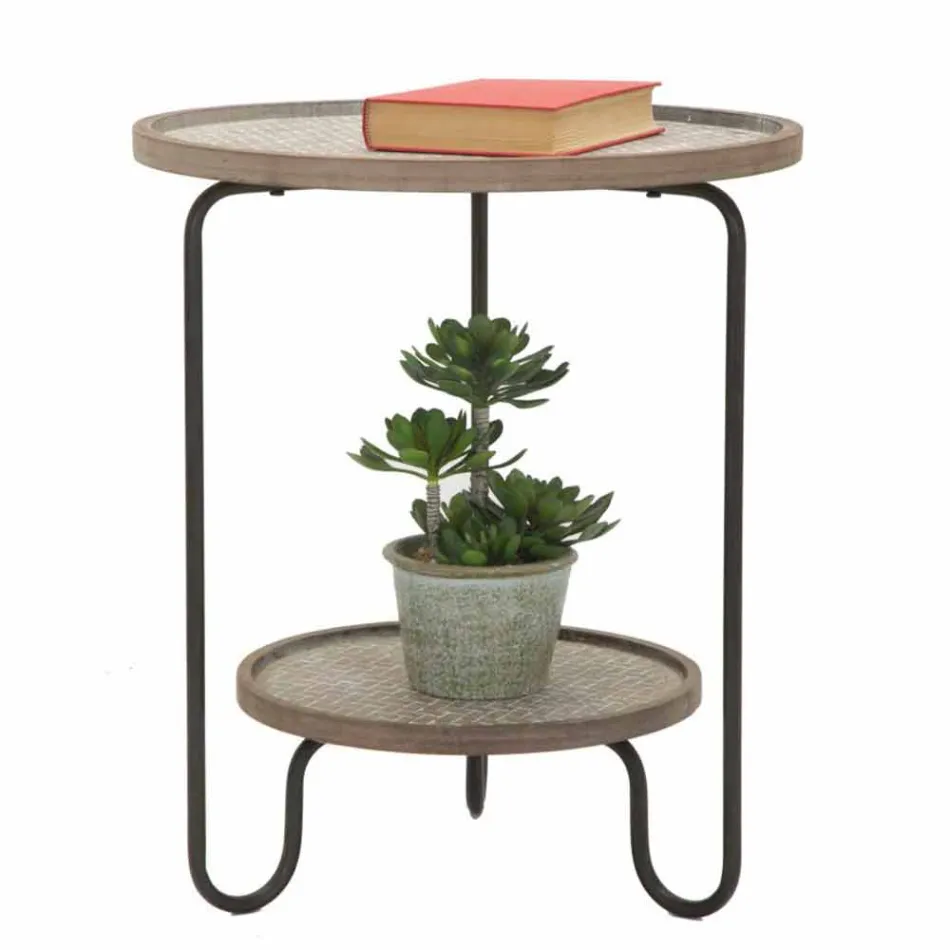 Mese de cafea rotunde în fier și MDF de design modern - Luther Viadurini