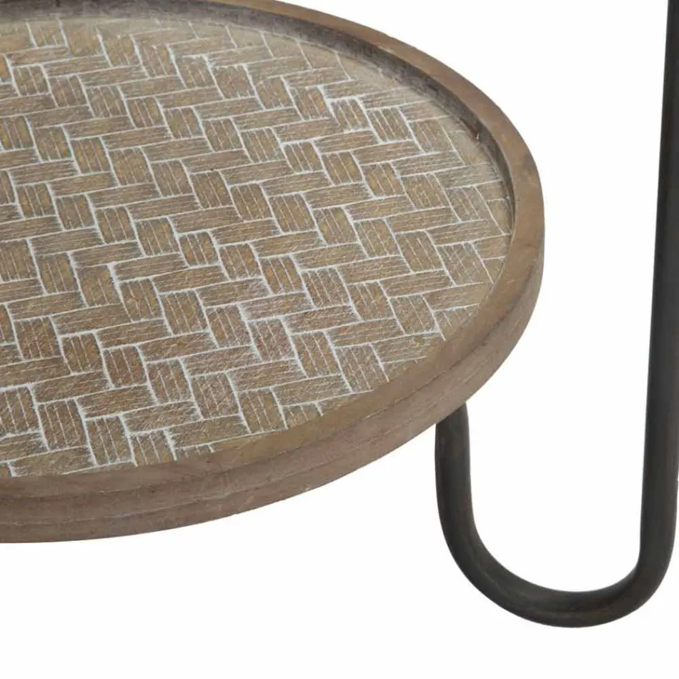 Mese de cafea rotunde în fier și MDF de design modern - Luther Viadurini