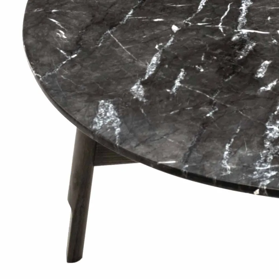 Masa de cafea rotunda din marmura si lemn de fag Made in Italy - Daniela Viadurini