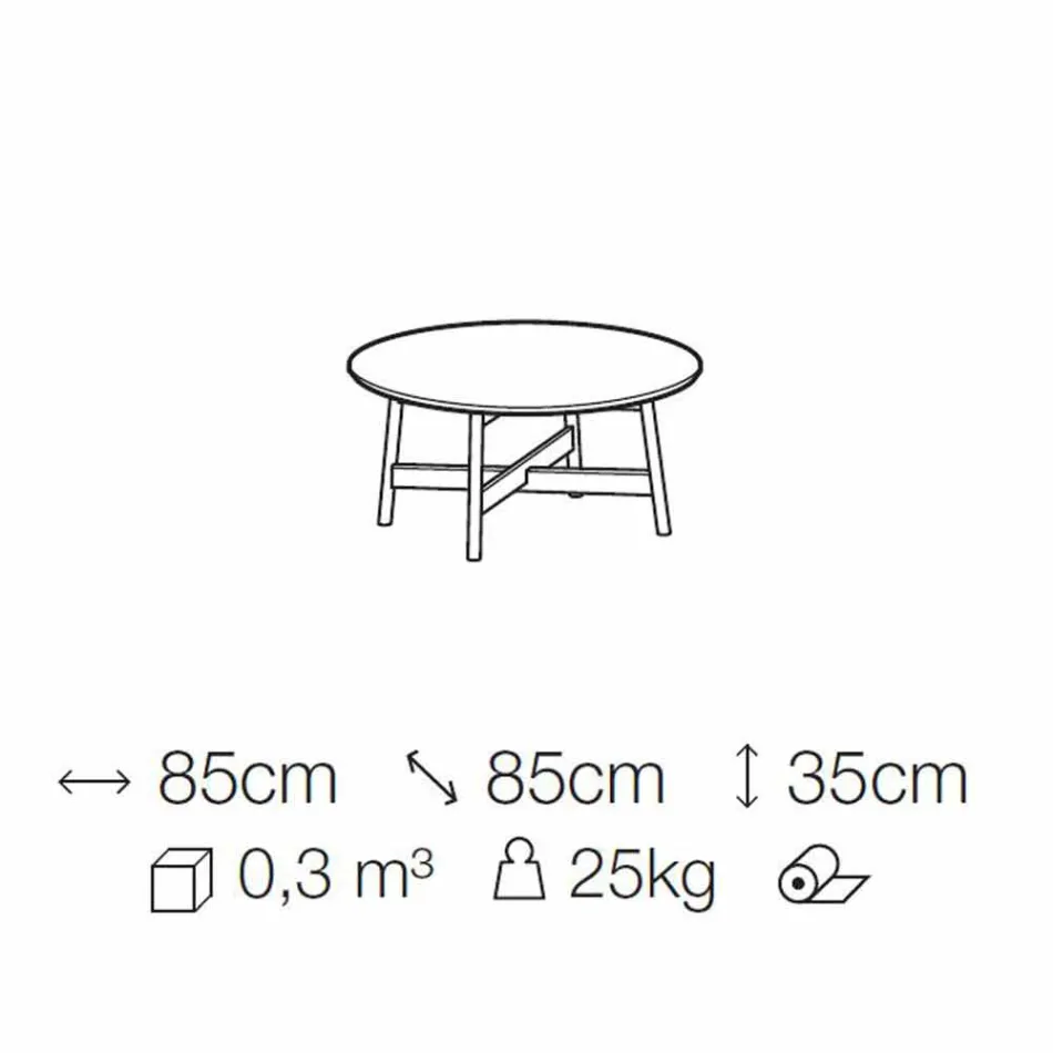 Masa de cafea rotunda din marmura si lemn de fag Made in Italy - Daniela Viadurini