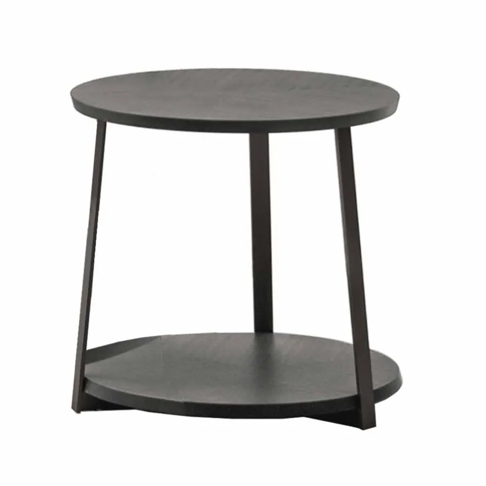 Masă de cafea rotundă din MDF cu structură metalică Made in Italy - Aloe Viadurini