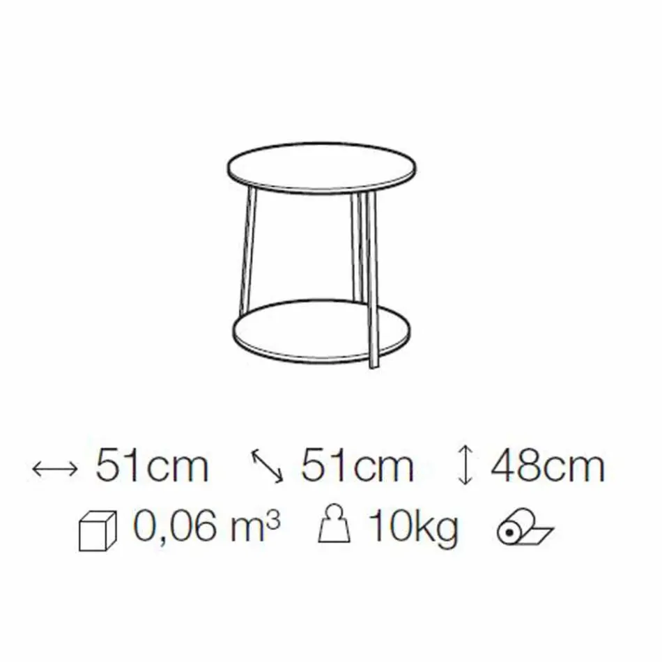 Masă de cafea rotundă din MDF cu structură metalică Made in Italy - Aloe Viadurini