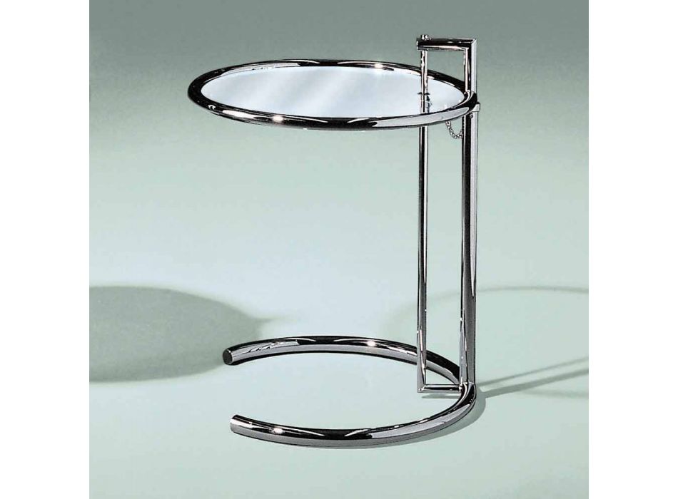 Masă de cafea rotundă din sticlă temperată și oțel Made in Italy - Lennon Viadurini