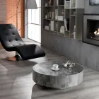 Masuta de cafea rotunda moderna din piatra fosila - Vermont Viadurini