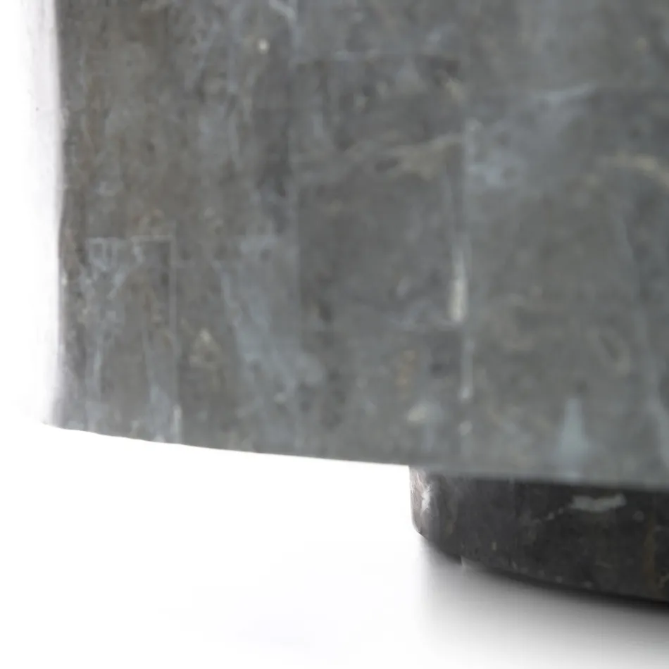 Masuta de cafea rotunda moderna din piatra fosila - Vermont Viadurini