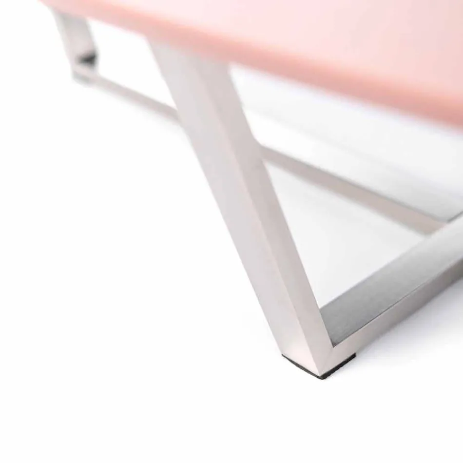 Masă Lounge Modern în formă de Mdf și Chrome Metal - Pimpa Viadurini