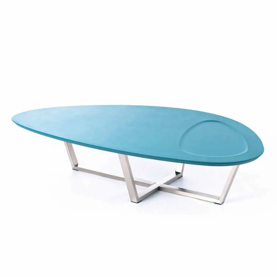 Masă Lounge Modern în formă de Mdf și Chrome Metal - Pimpa Viadurini