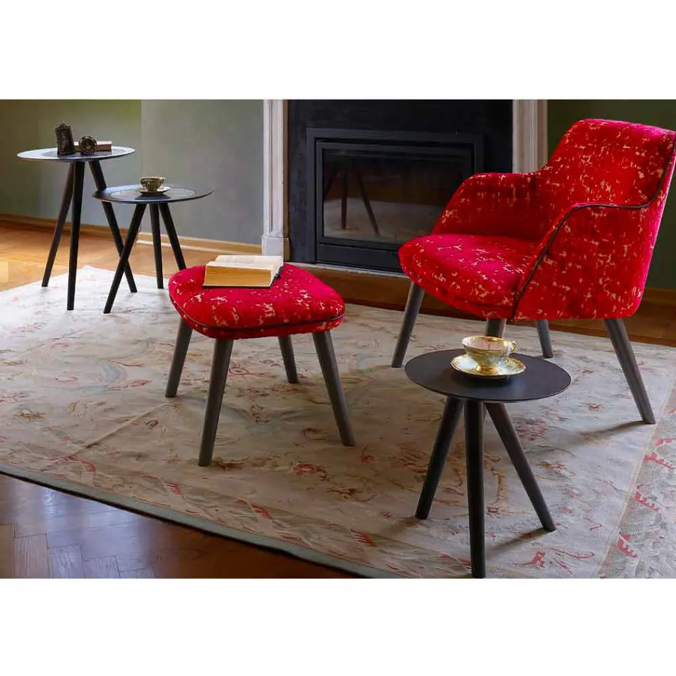 Masă de cafea rotundă din lemn lăcuit gri negru Fabricată în Italia - Stuttgart Viadurini