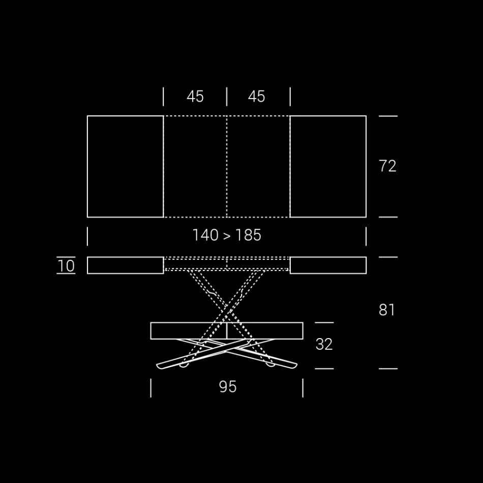 Masuta de cafea transformabila din lemn si metal, fabricata in Italia - Sanrocco Viadurini