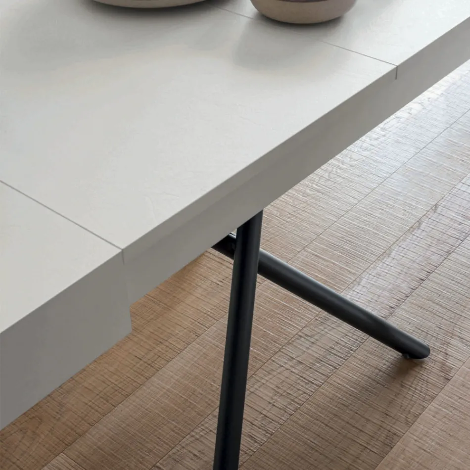 Masuta de cafea transformabila din lemn si metal, fabricata in Italia - Sanrocco Viadurini