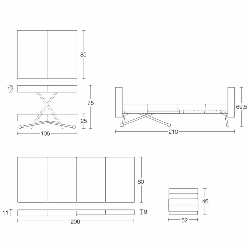 Masă de cafea transformabilă din lemn masiv Made in Italy - Trabucco Viadurini