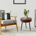 Masuta de cafea living cu picioare metalice si blat din lemn masiv - Sardinia Viadurini