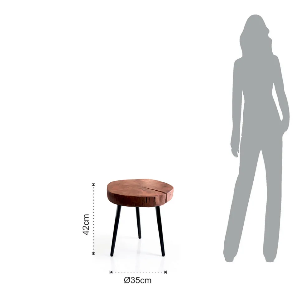 Masuta de cafea living cu picioare metalice si blat din lemn masiv - Sardinia Viadurini