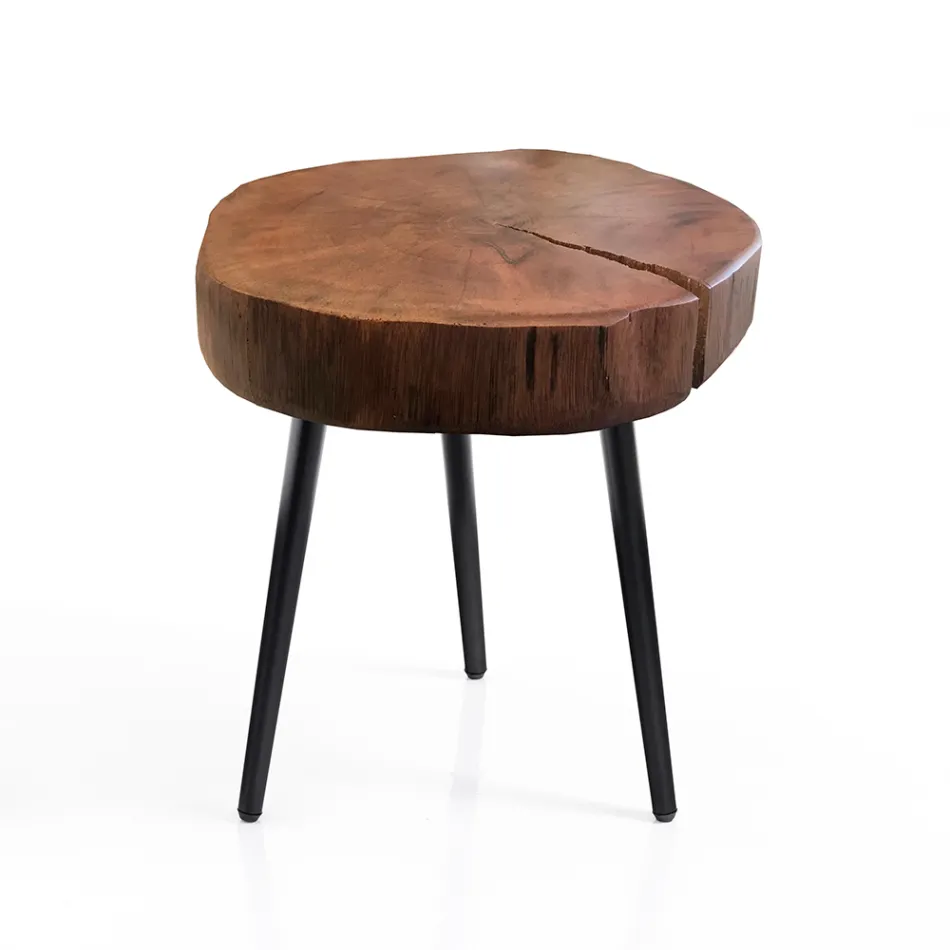 Masuta de cafea living cu picioare metalice si blat din lemn masiv - Sardinia Viadurini