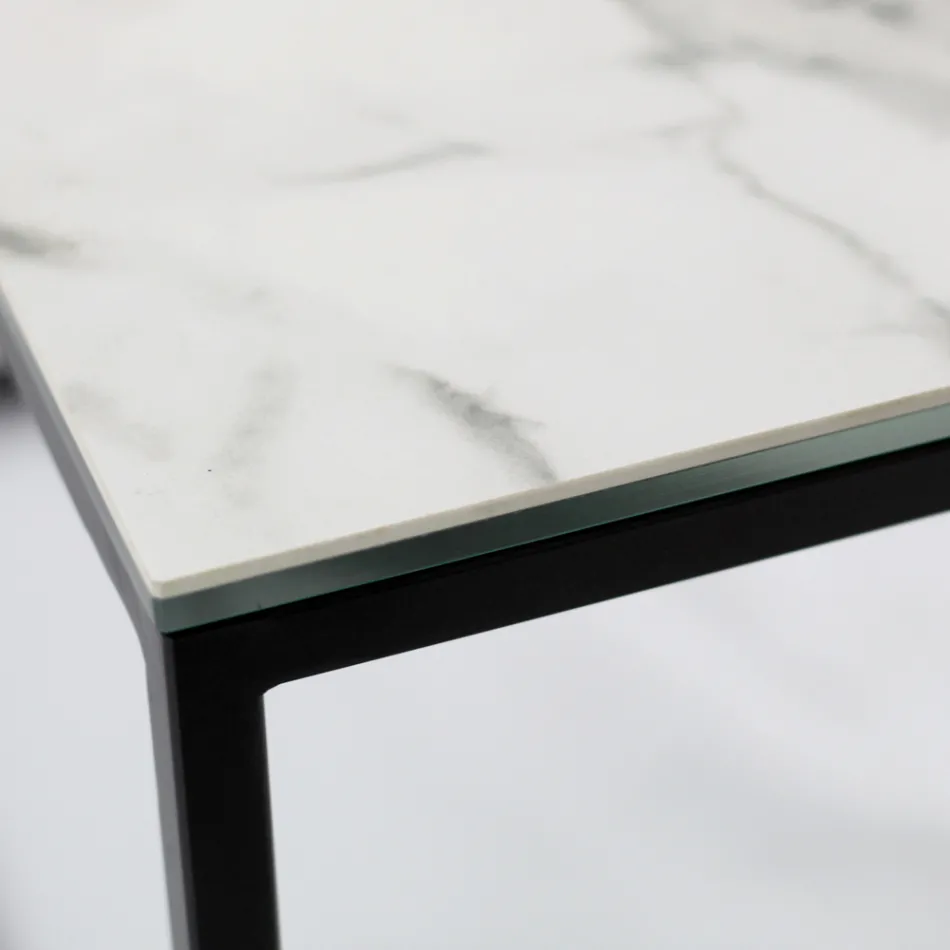 Masuta de cafea din gresie si otel Made in Italy - Birba Viadurini