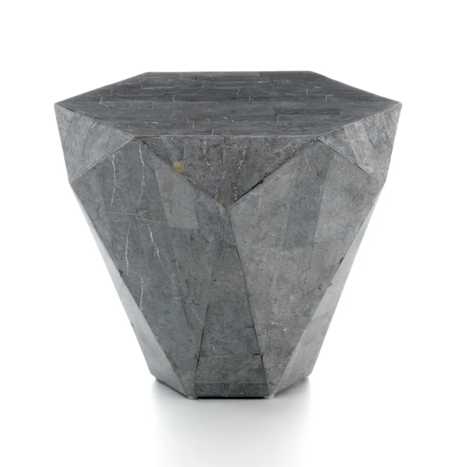 Masuta de cafea sufragerie in intregime din piatra fosila diferite finisaje - aer Viadurini