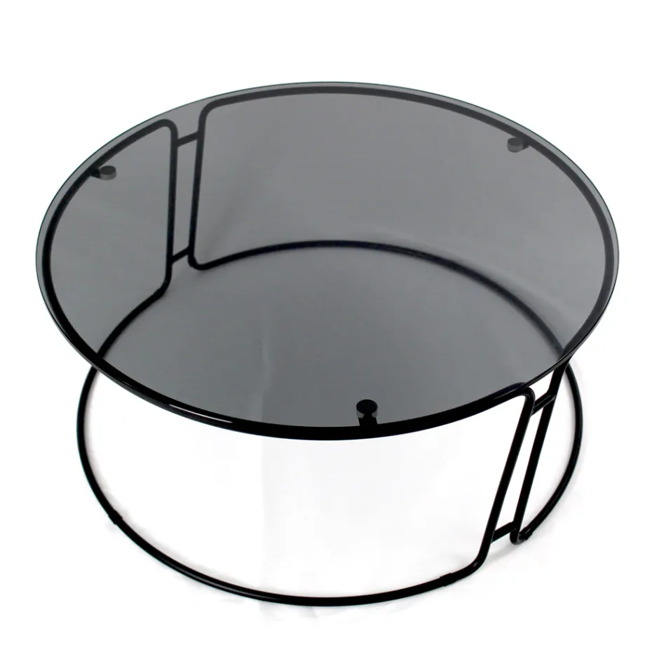 Masuta de cafea cu blat din sticla si baza rotunda Made in Italy - Tullia Viadurini