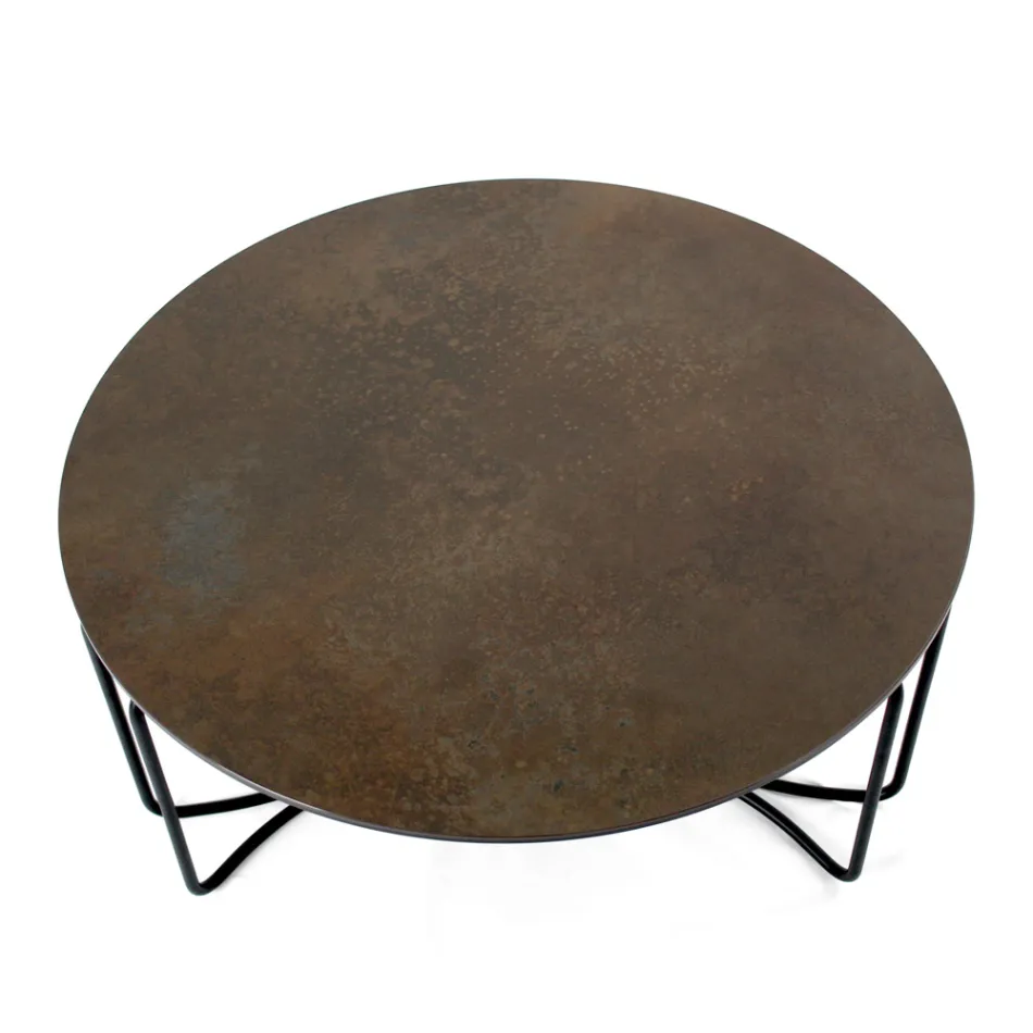 Masuta de cafea rotunda cu baza cu 3 semiluni Made in Italy - Arepa Viadurini