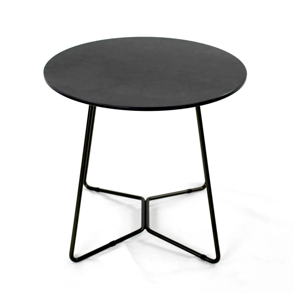 Masuta de cafea rotunda cu blat din gresie portelanata Made in Italy - Paini Viadurini