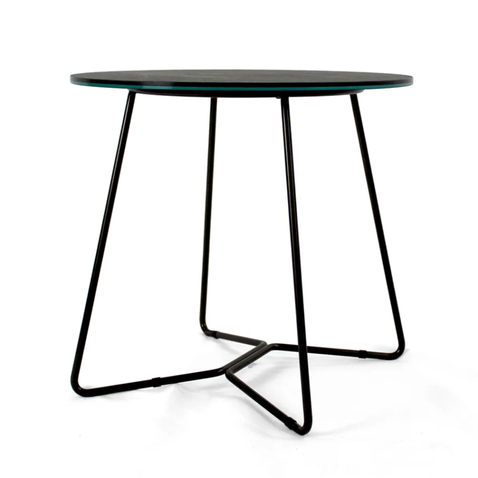 Masuta de cafea rotunda cu blat din gresie portelanata Made in Italy - Paini Viadurini