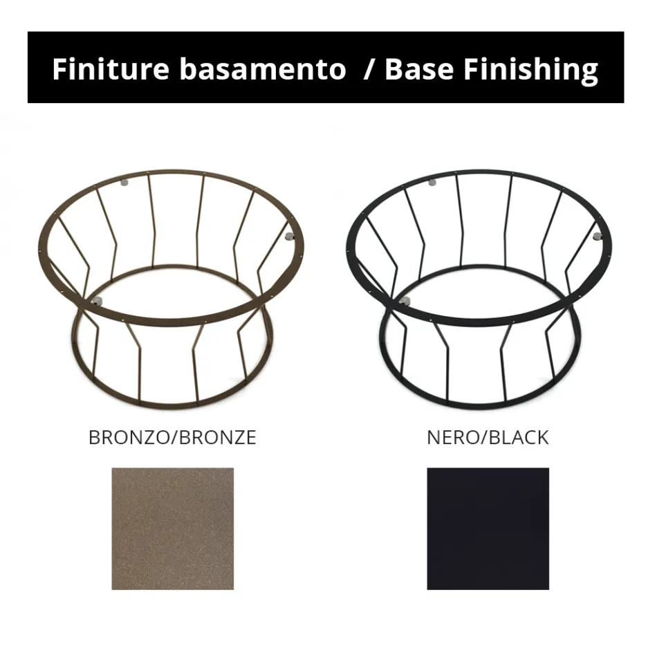 Masuta de cafea rotunda din otel si sticla Made in Italy - Alisea Viadurini