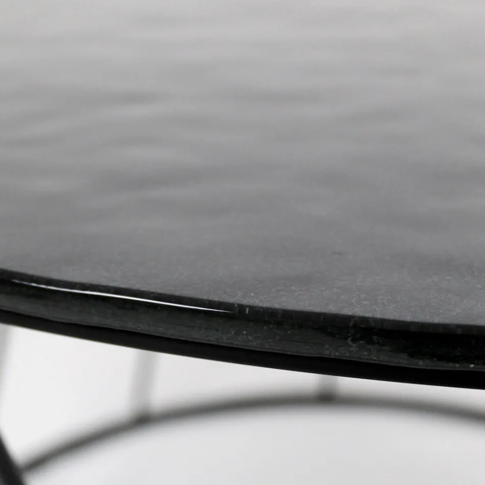 Masuta de cafea rotunda din otel si sticla Made in Italy - Alisea Viadurini