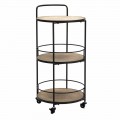 Masă de cafea cu design modern în fier și MDF cu roți și 3 rafturi - Lennox