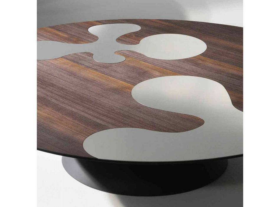 Tabelul de design modern din lemn de zada cu insertii de otel Giglio Viadurini