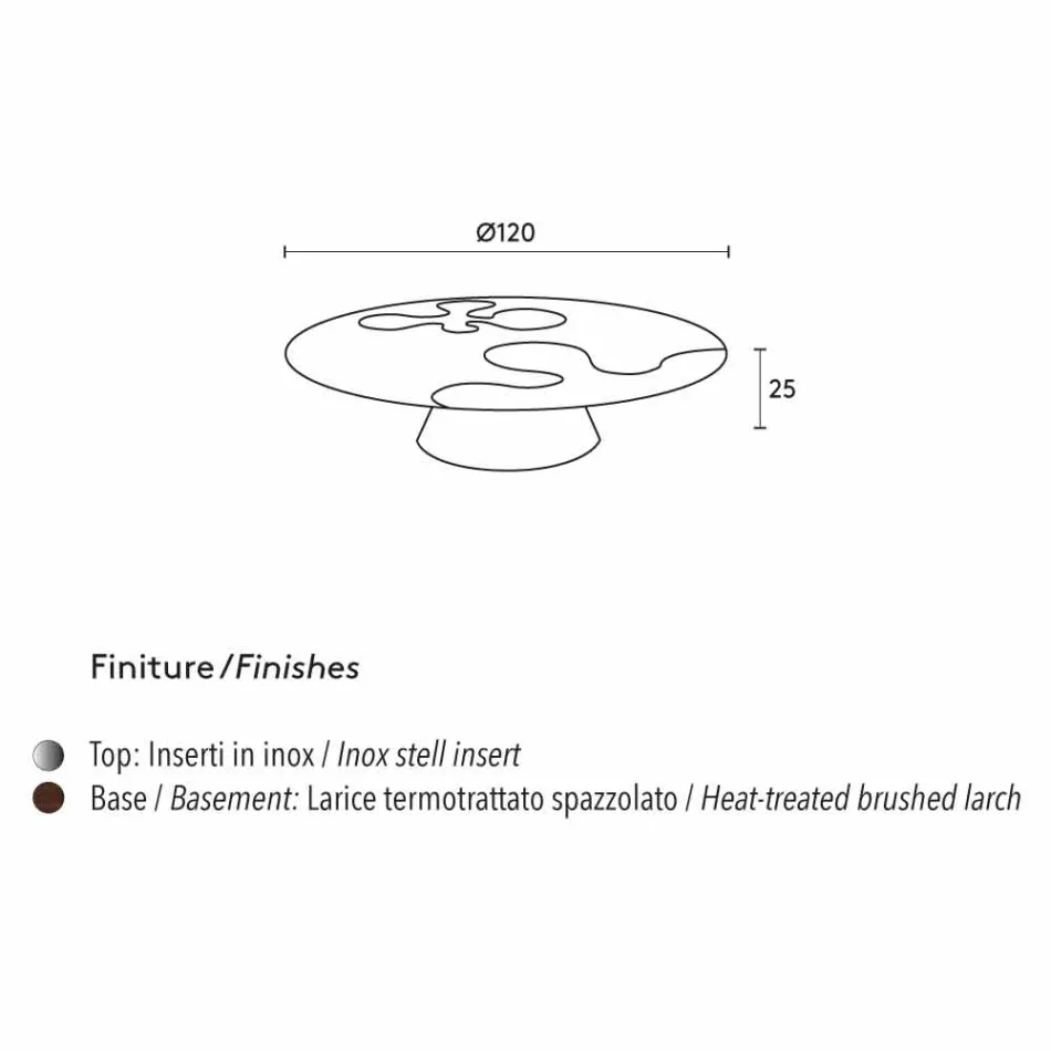 Tabelul de design modern din lemn de zada cu insertii de otel Giglio Viadurini