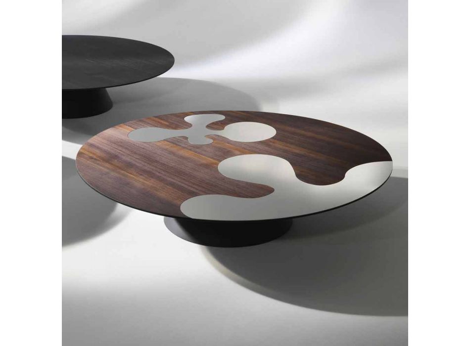 Tabelul de design modern din lemn de zada cu insertii de otel Giglio Viadurini