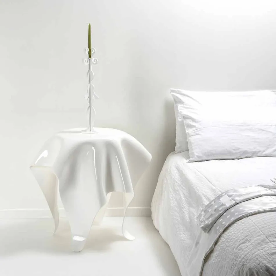 Tabelul de design modern din plexiglas alb Opt, made in Italy Viadurini