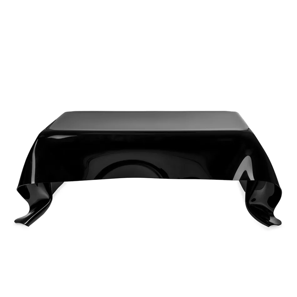 Masă de cafea de design Melia cu plexiglas drapat negru, fabricată în Italia Viadurini