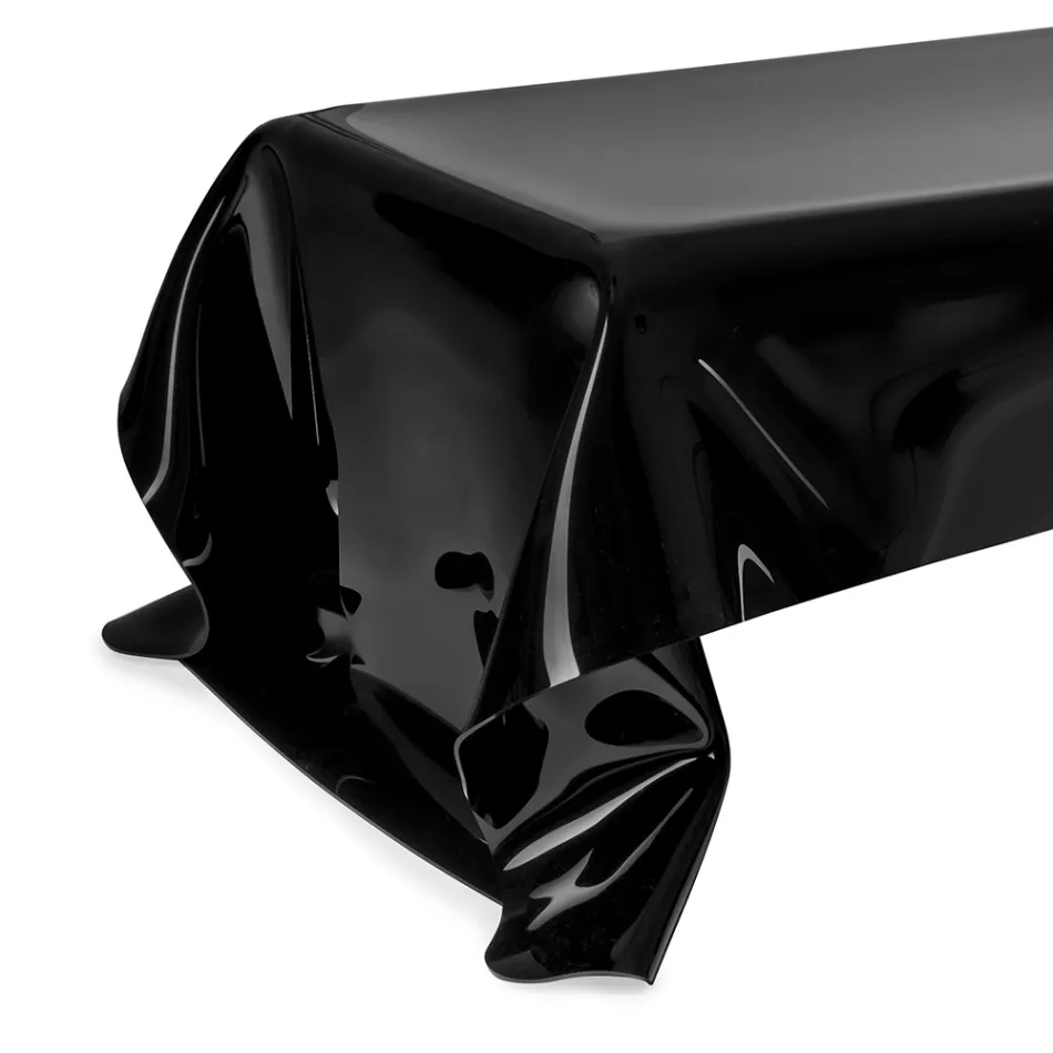 Masă de cafea de design Melia cu plexiglas drapat negru, fabricată în Italia Viadurini