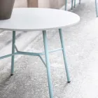 Masuta de cafea rotunda de exterior din HPL cu baza metalica Made in Italy - Makino Viadurini